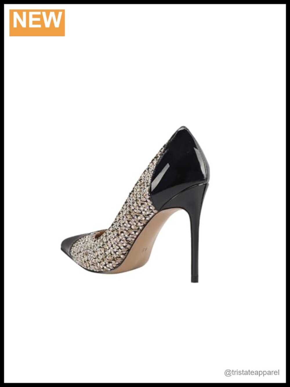 Rhinestone Pointed Toe Stiletto Pumps Faux Leather Dress Heels Wedding Party - Picture 3 of 5
